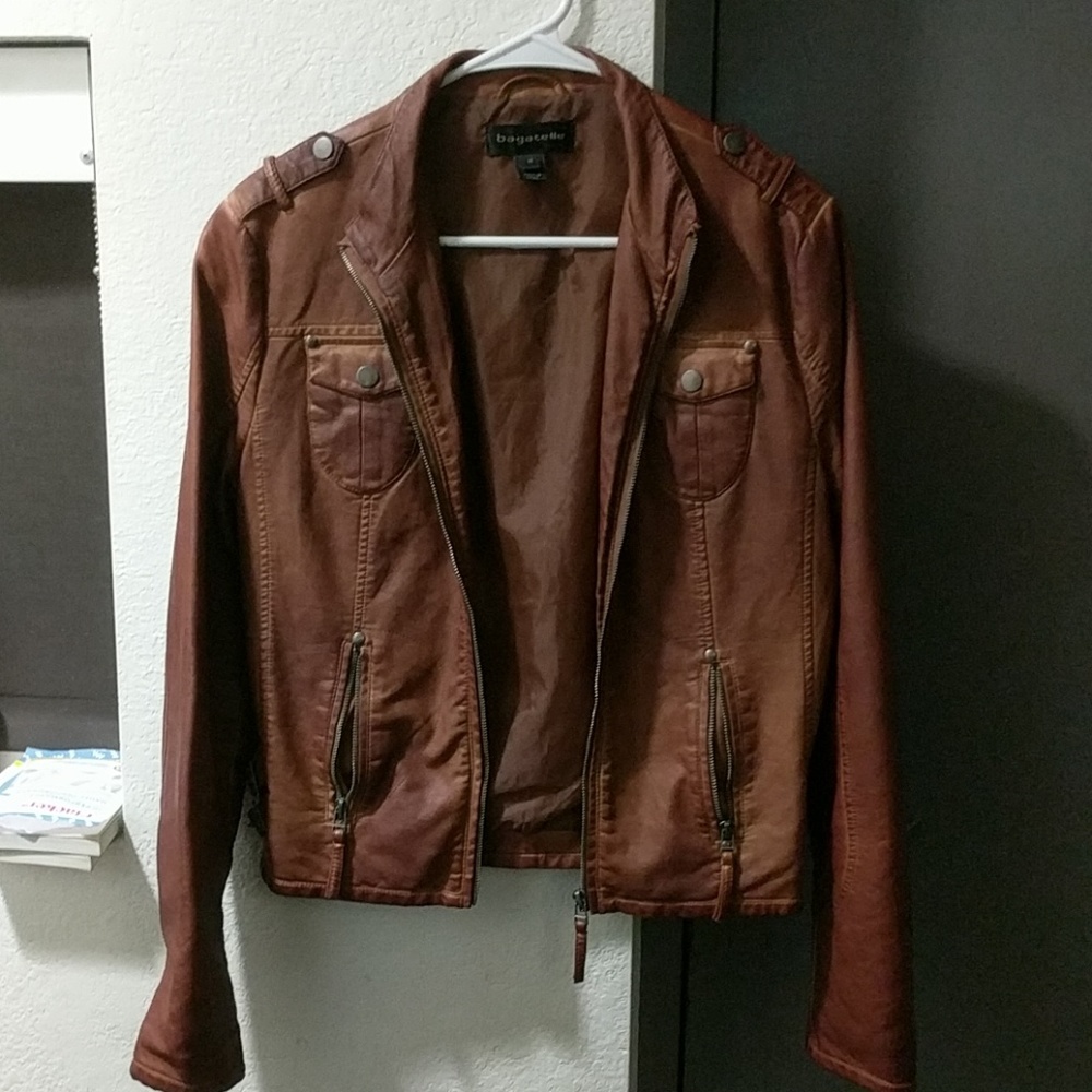 Brown Faux Leather Jacket